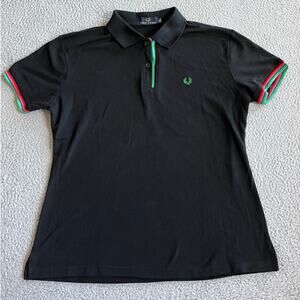 Fred Perry Polo Top Womens XXL Short Sleeve Striped Black Shirt Classic Golf 2XL